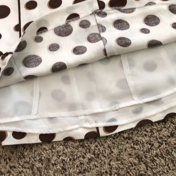 Dress Barn Skirt Linen Brown Polka Dot A Line SZ 12 Like New! - Picture 3 of 8